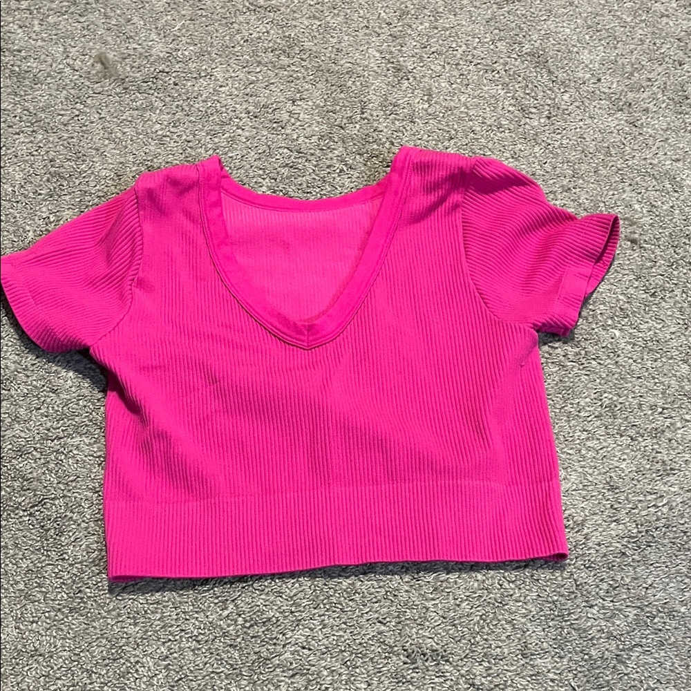 Vibrant Pink Ribbed Crop Top